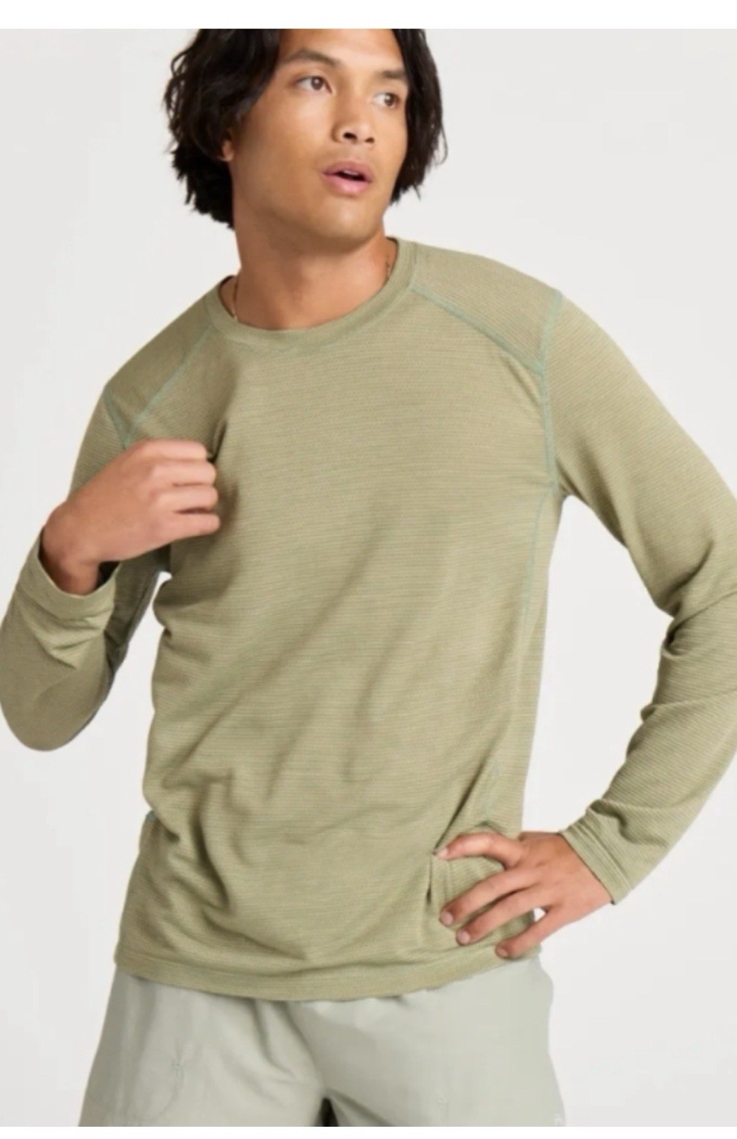 Allbirds Natural Run Long Sleeve Shirt Mens Size Large Green Merino Wool Blend gallery