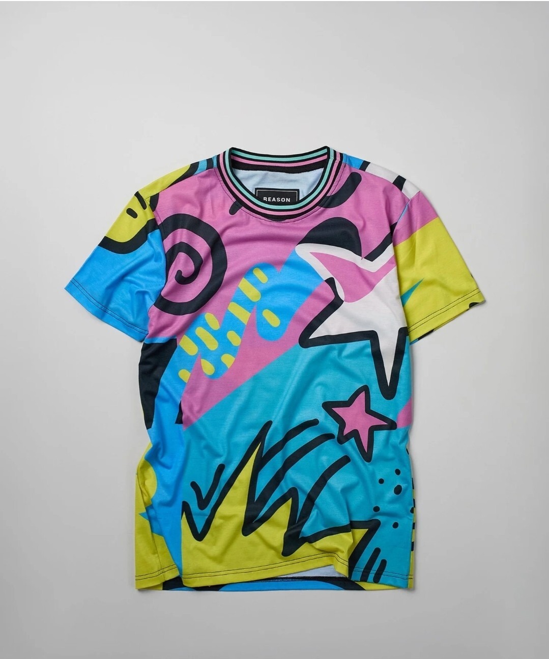 Rare Men Relax Allover Print “Fresh Prince Inspired” Graphic Tee Large