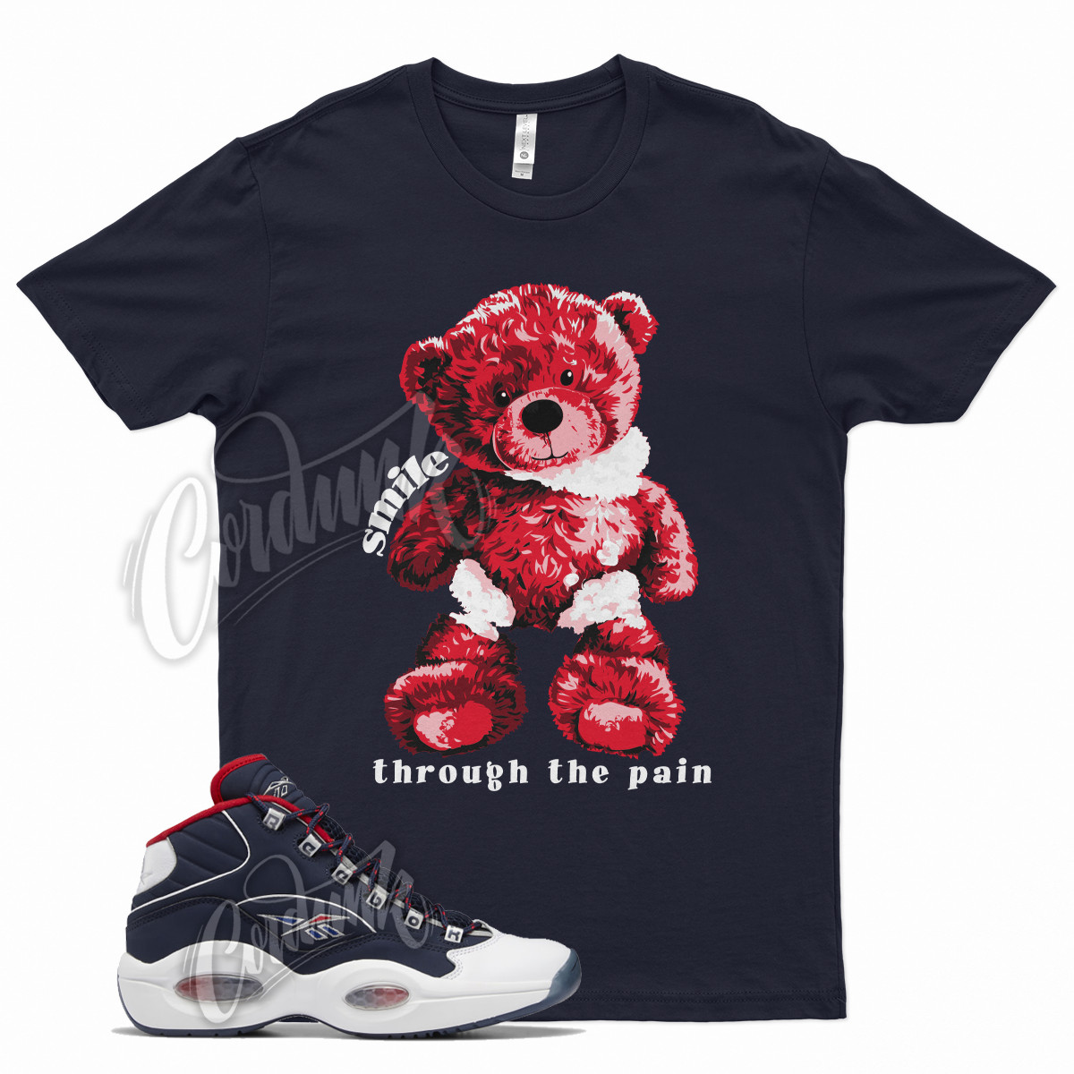 Navy SMILE T Shirt for Question Mid Ftwr White Vector Red Blue