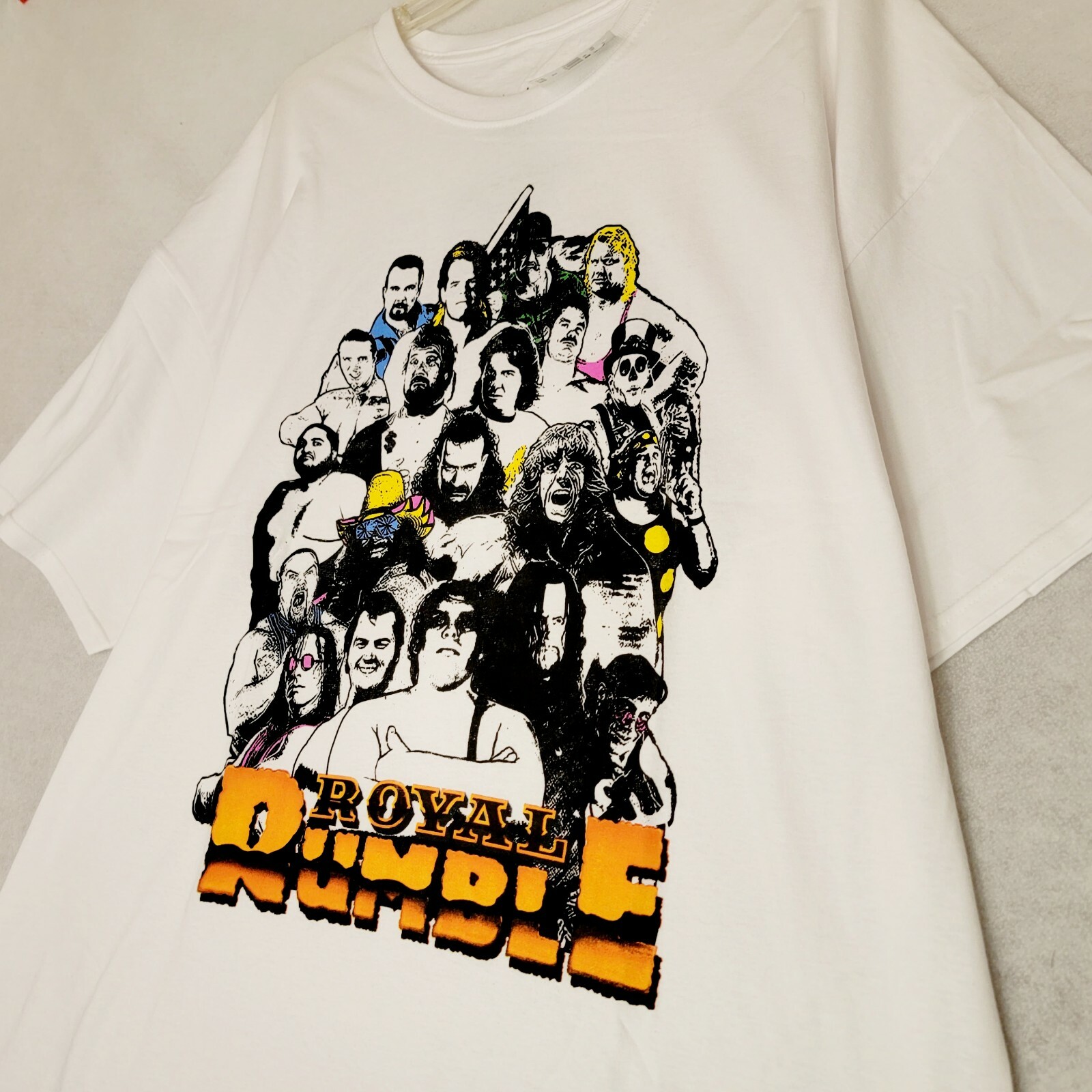 WWE WWF ROYAL RUMBLE SHIRT MENS LARGE WHITE DISTRESSED ANDRE PRO WRESTLING NWT gallery