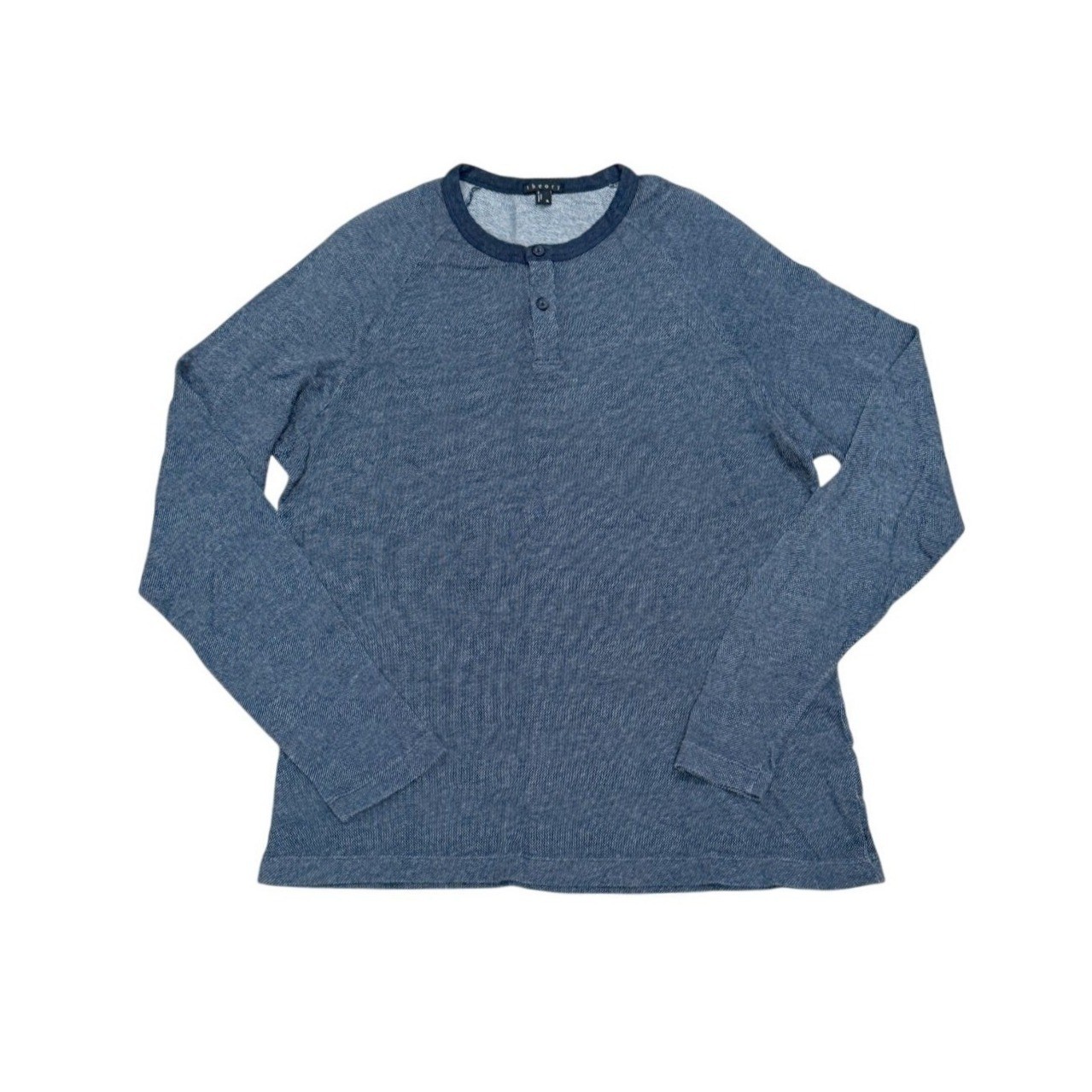 Theory Mens Blue Raglan Sleeve Pima Cotton Blend Jonatan L Henley Shirt Size XL