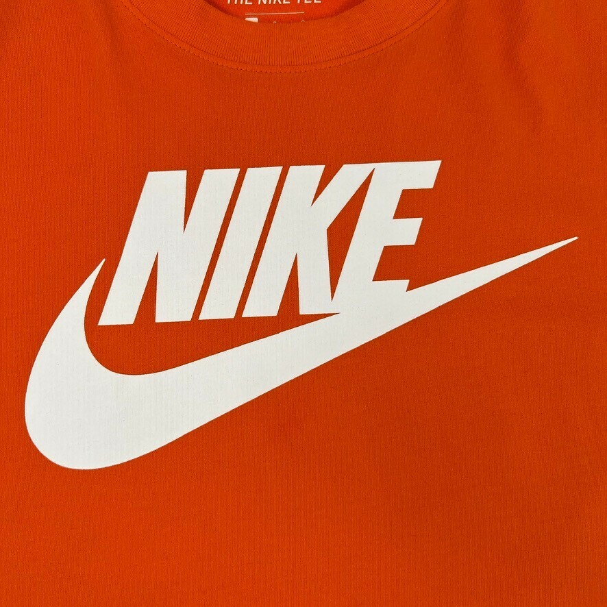 Nike Shirt Men Large Center Swoosh Spell Out Dri Fit Orange Work Party Core Ex gallery