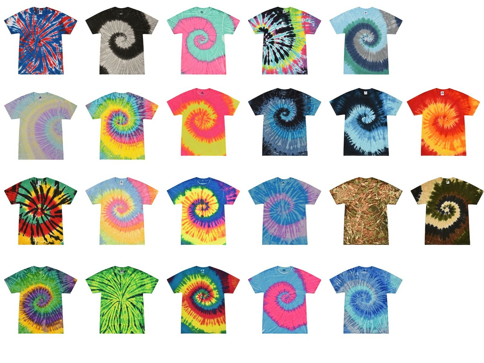Multi-Color Tie Dye T-Shirts, Kids & Adults Short Sleeve Cotton Colortone gallery