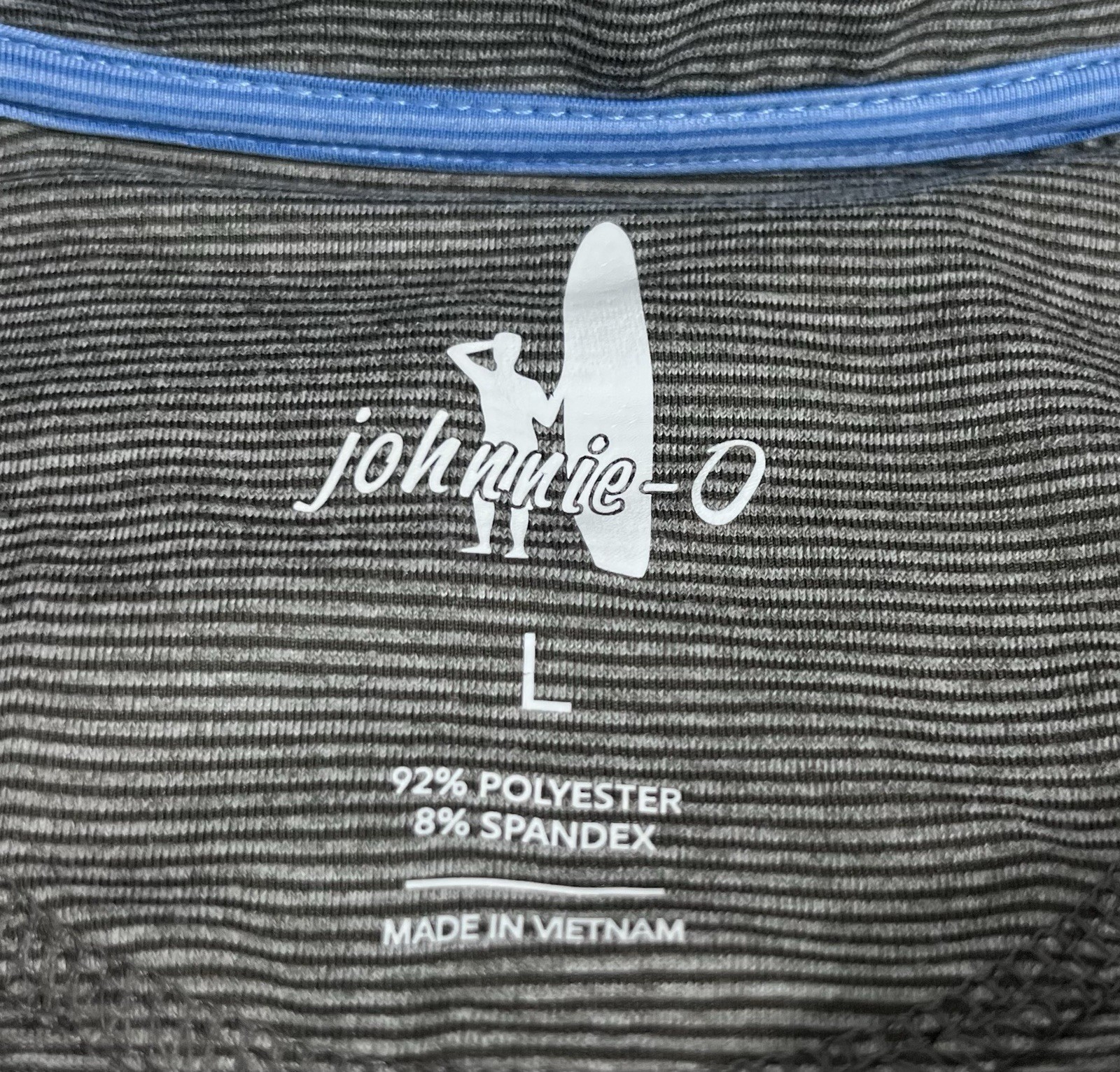 Johnnie O Mens Pullover L Brown Striped 1/4 Zip Mock Neck Lightweight Logo gallery