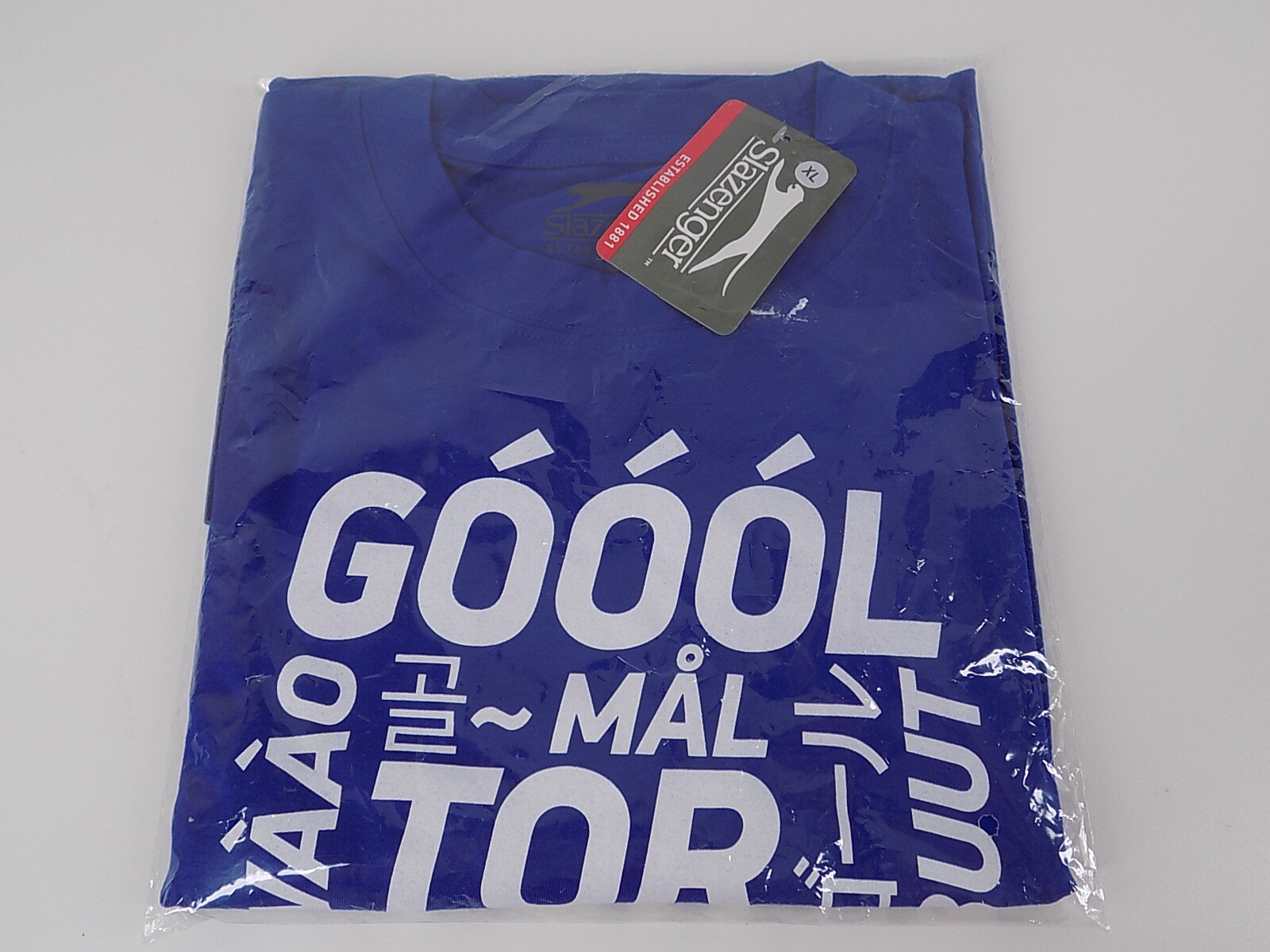 Slazenger Soccer (Football) T-Shirt XL, new, cotton, blue, Goal! 43.5" chest gallery