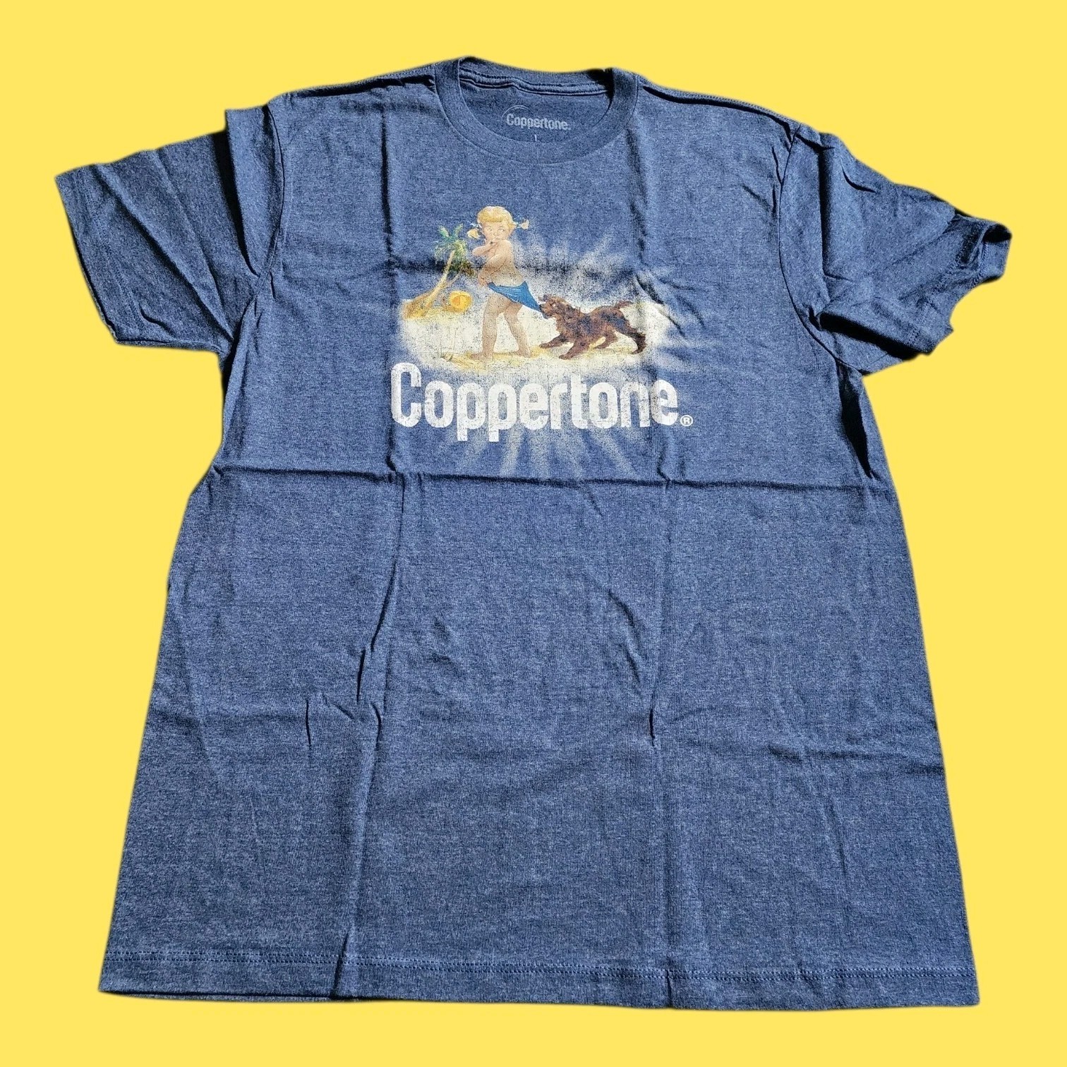 Retro Mens L Coppertone Baby Sunscreen Classic Logo T Shirt Made In USA