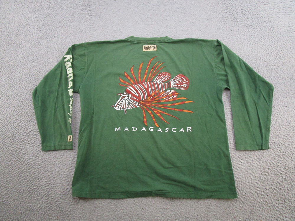 Baobab Company Madagascar Fish Tropical Graphic LS Shirt Size L Faded Read