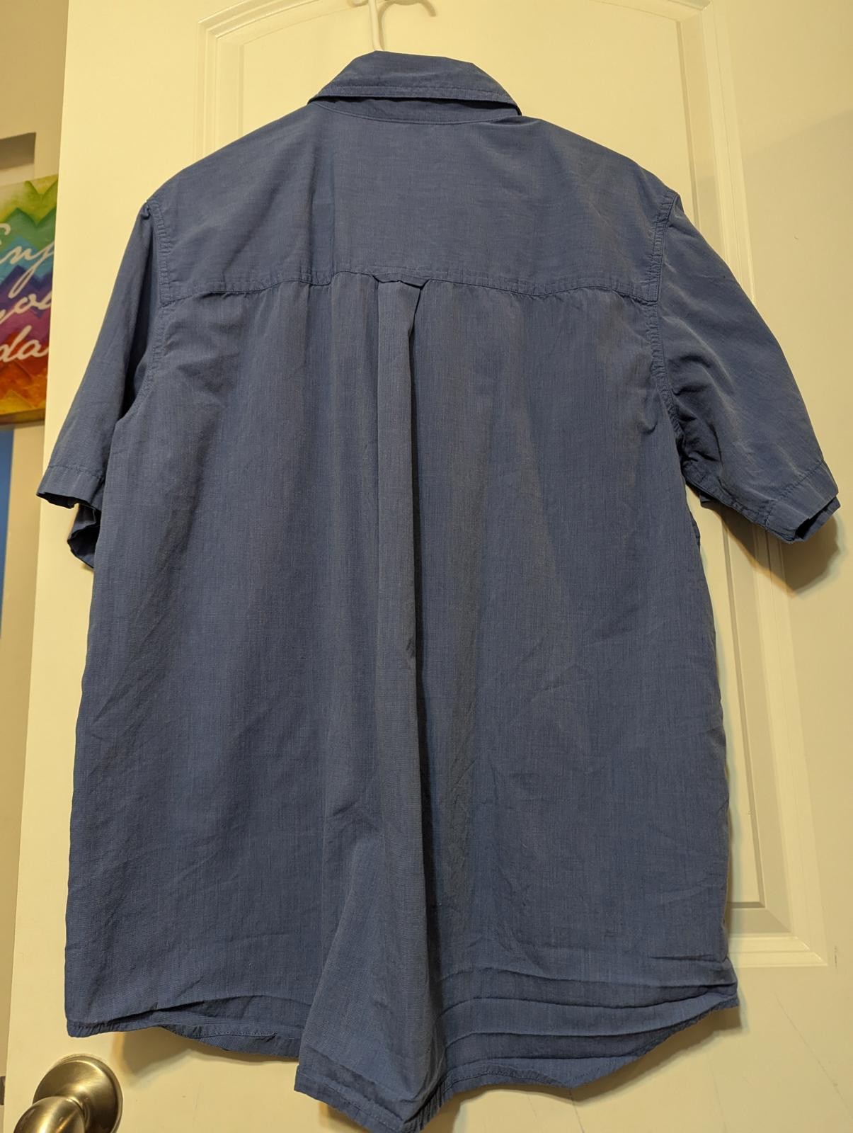 Chaps Easy Care Short Sleeve button down Shirt - Blue - Large Ralph lauren gallery
