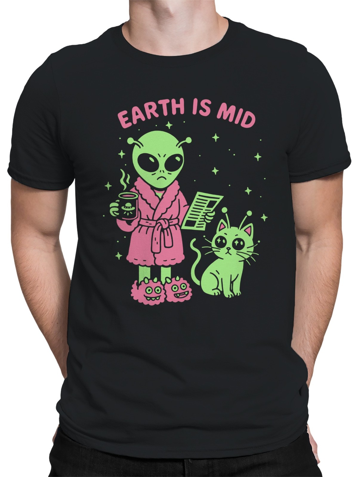 Alien Morning Routine Humor Design Men's T-shirt gallery