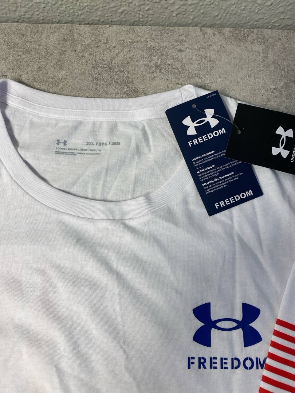 Under Armour Freedom Men’s 2XL White USA Flag Graphic T-Shirt NWT Short Sleeve gallery