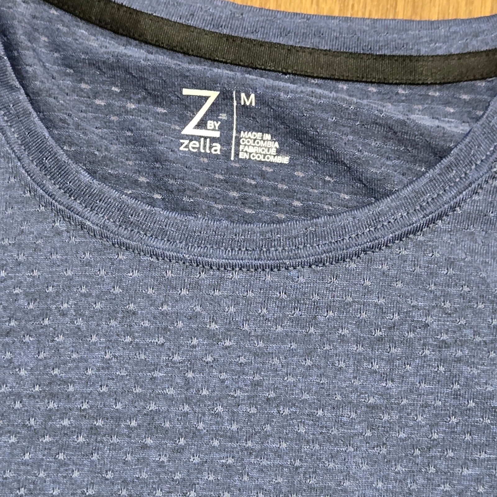 Z by Zella Mens Blue Heathered Mesh Performance Athletic T-Shirt Size M gallery