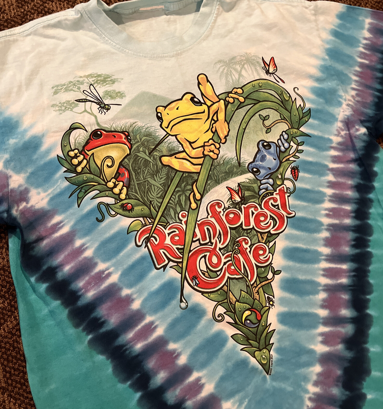 Unisex 2007 LIQUID BLUE RAINFOREST CAFE T-SHIRT FROGS See Photos For Measurement gallery