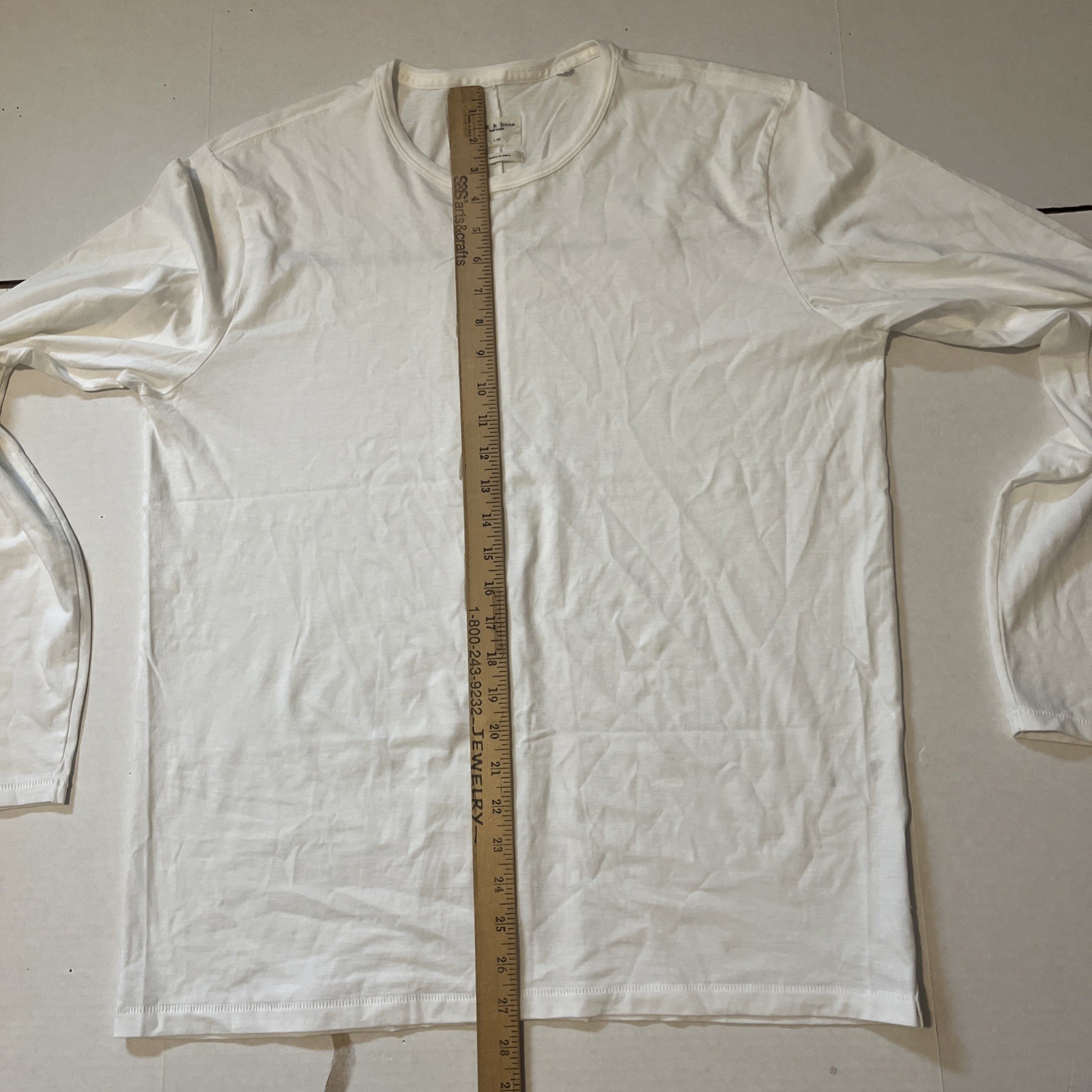 Rag And Bone Long Sleeve White T Shirt Men’s Size Large Casual Cotton Peru Made gallery