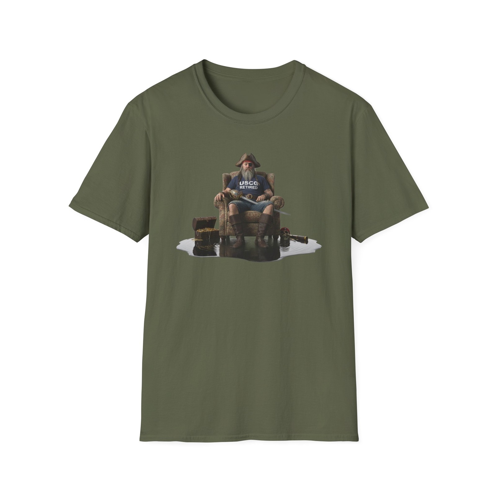 United States Coast Guard Retired Pirate T-Shirt, USCG Retired Tee