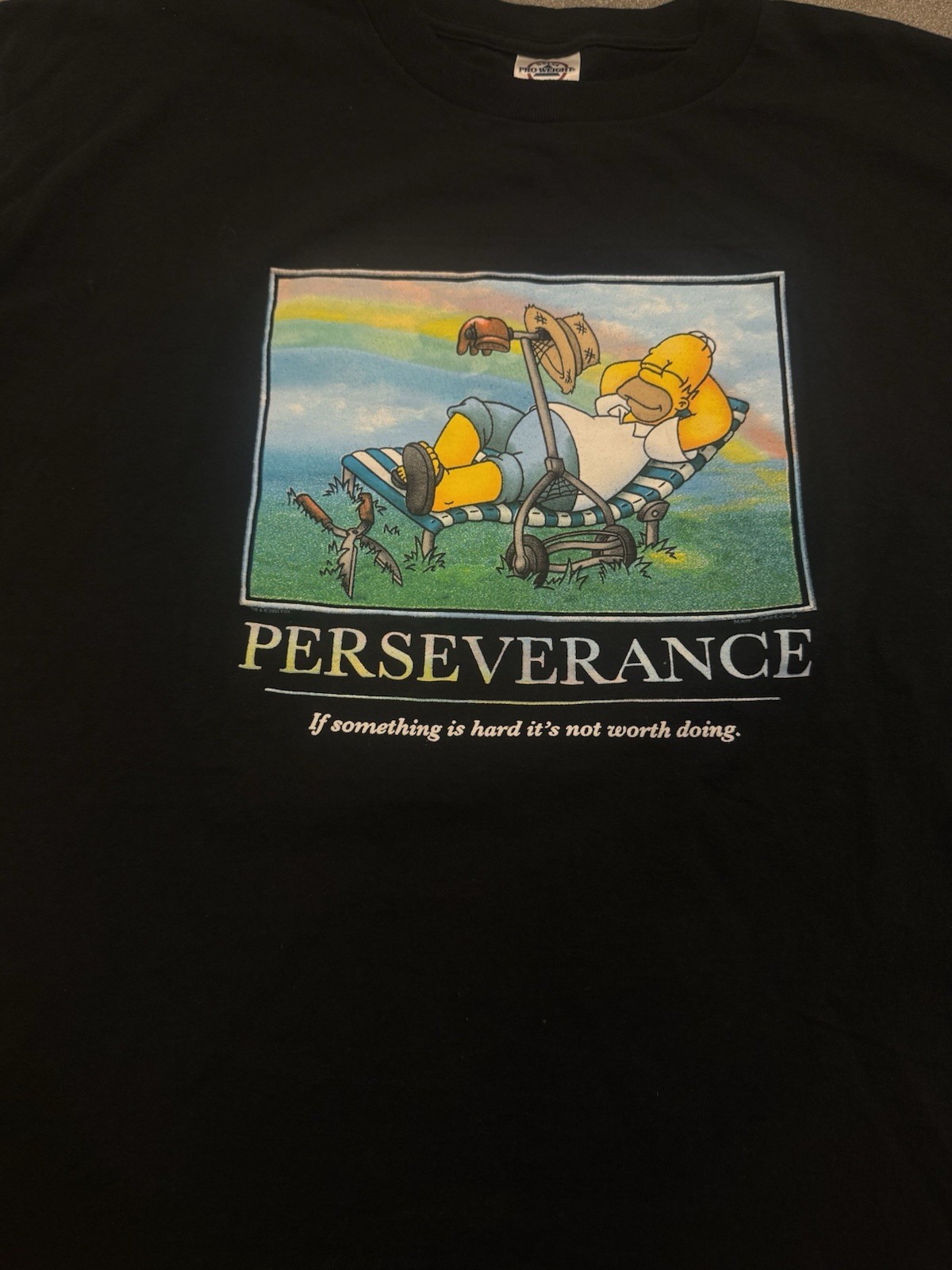 2003 Vintage The Simpsons Homer Simpson Perseverance Tee XL Black gallery