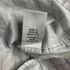 Bugatchi Brand – White and Light Blue Grid Men’s Dress Shirt 16.5 – 34/35