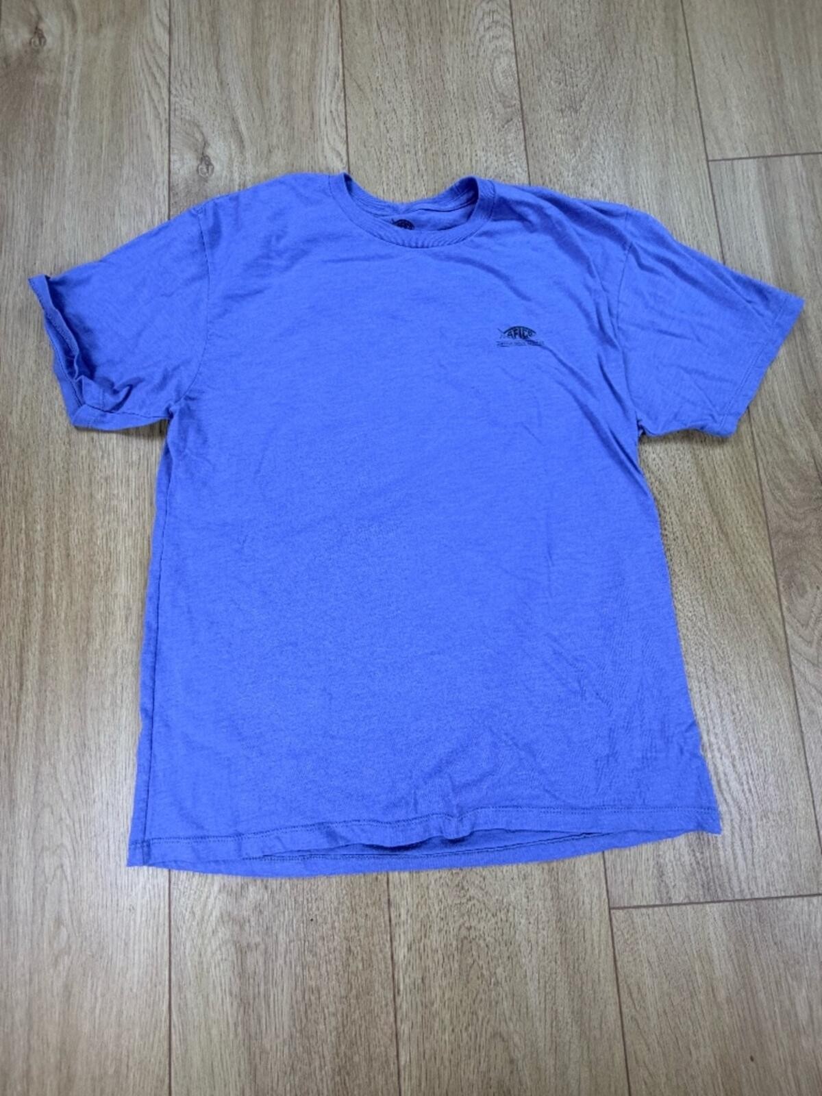 AFTCO T Shirt Mens Large Blue Bass Fishing Graphic Tee Any Fish Any Water 580A4 gallery