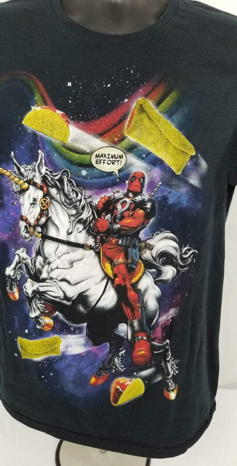 Marvell Maximum Effort T Shirt Mens Small Black Graphic Tee Dead Pool Unicorn gallery