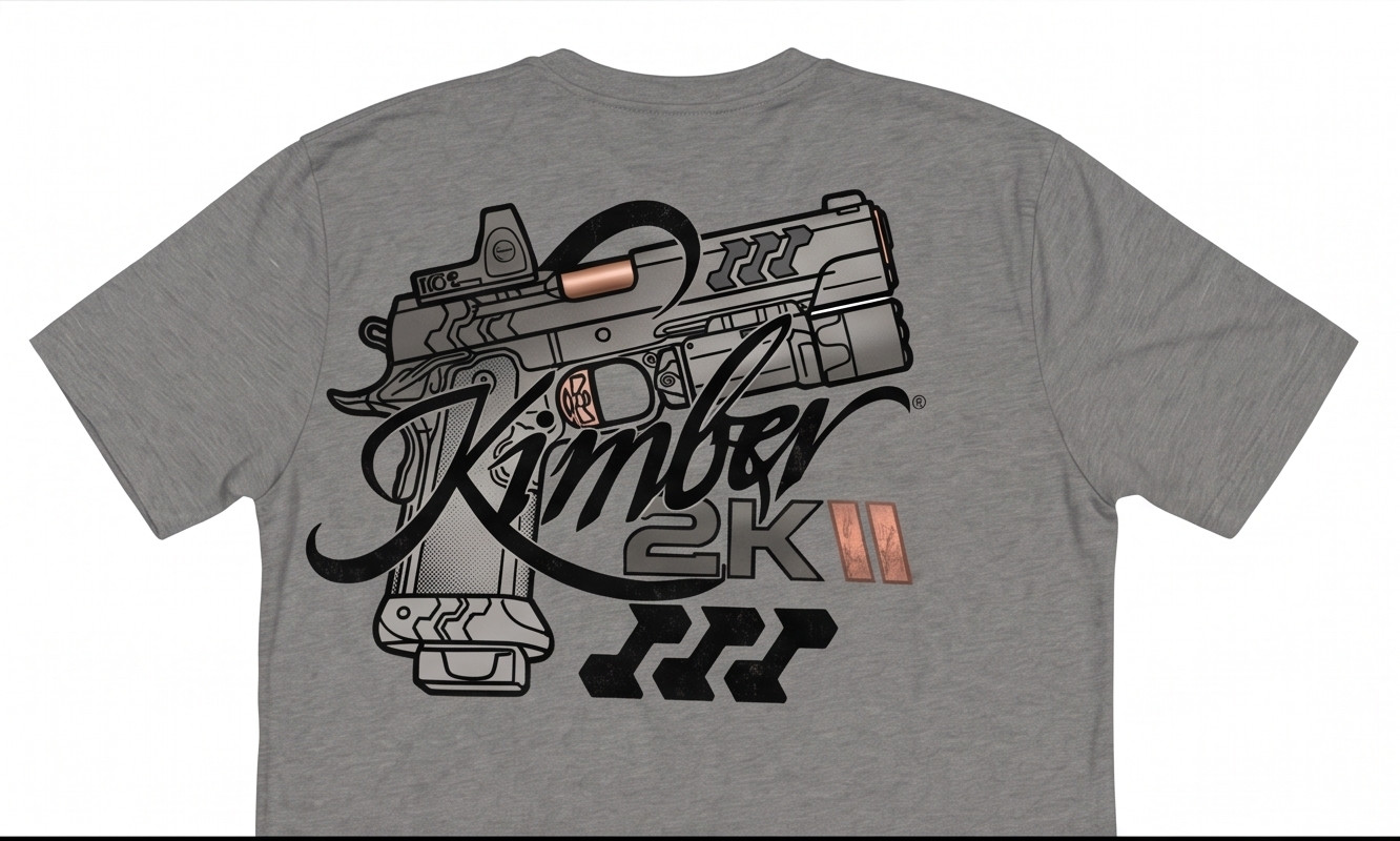 Custom 2KII Tactical Pistol T-Shirt - Grey Athletic Fit Tee - Premium Graphic gallery