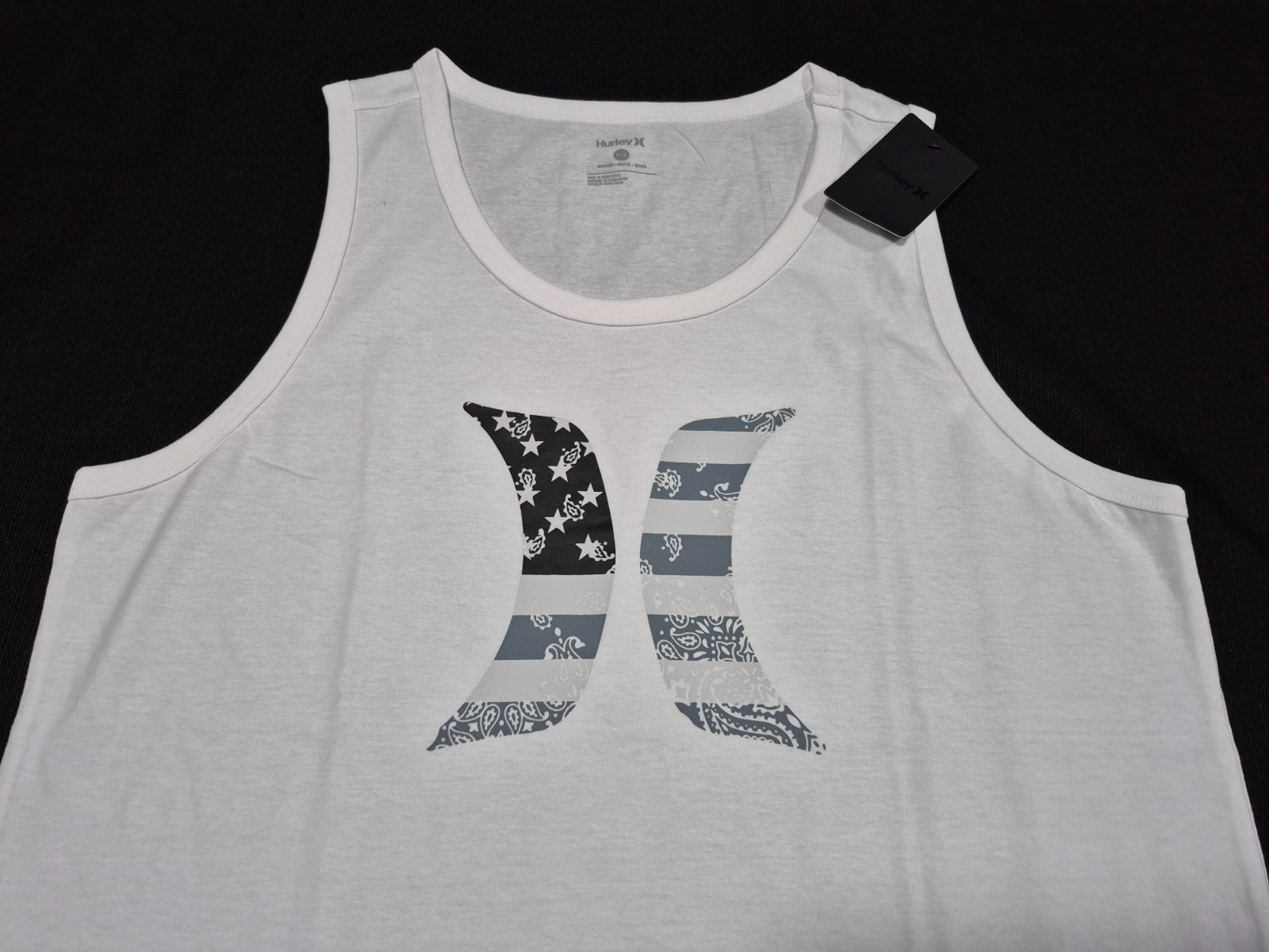 Hurley Men's Found Nation American Icon Graphic White Tank Top White gallery