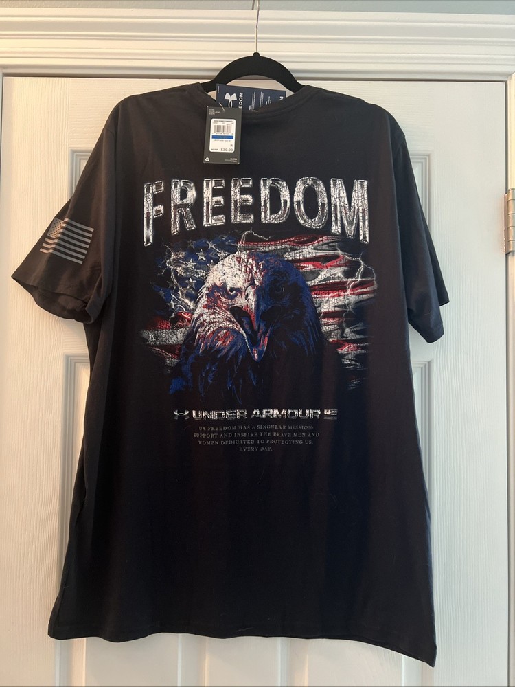 NWT Under Armour Freedom American Flag Bald Eagle TShirt Men’s XL Patriotic 250