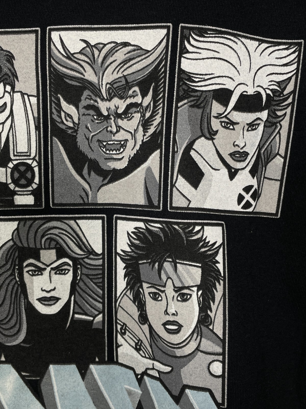 X-Men Cartoon 90's Style Black T-Shirt Wolverine Storm Cyclops Beast Men's XL gallery