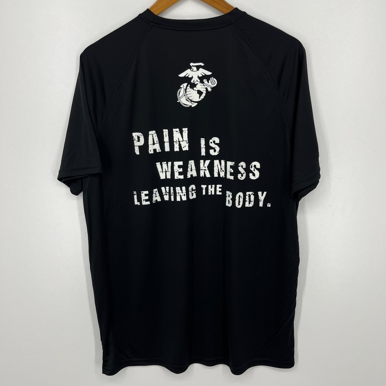 USMC Marines Short Sleeve T-Shirt Men's Size L Black Moisture Wicking USA NWOT gallery