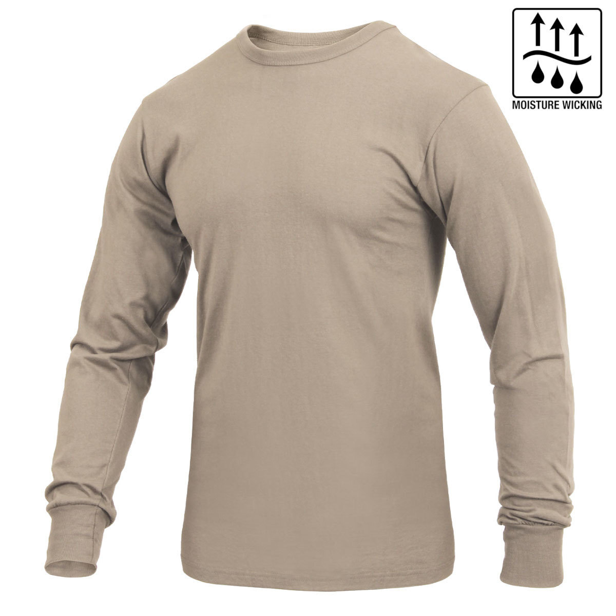 Men’s Moisture Wicking Desert Sand Long Sleeve 100% Polyester T-Shirt