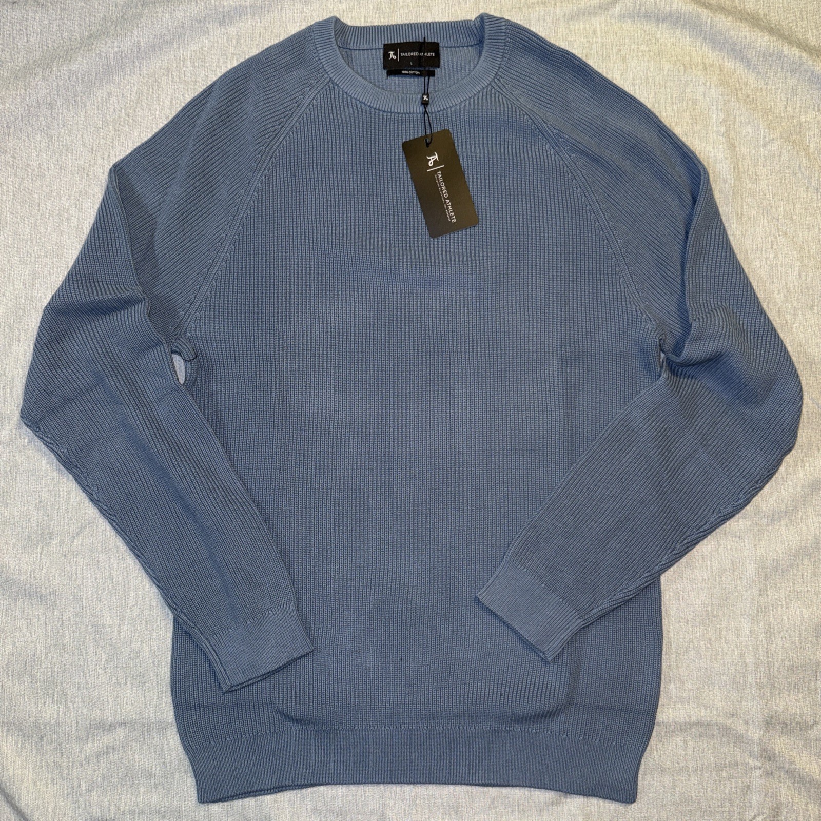Cotton Knitted Textured Crew Neck Sweater-L-Tailored Athlete