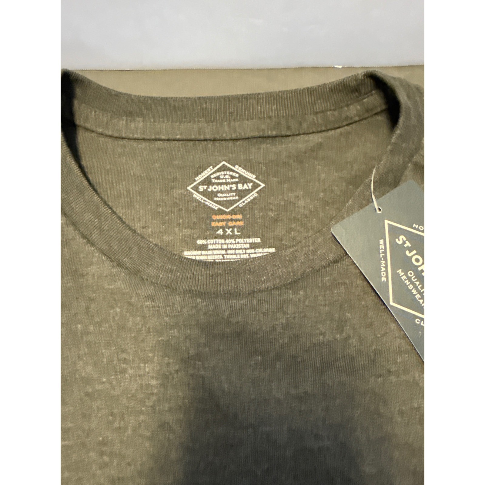 St Johns Bay Mens 4XL Short Sleeve T-Shirt Charcoal Gray Quick Dry Easy Care NWT gallery