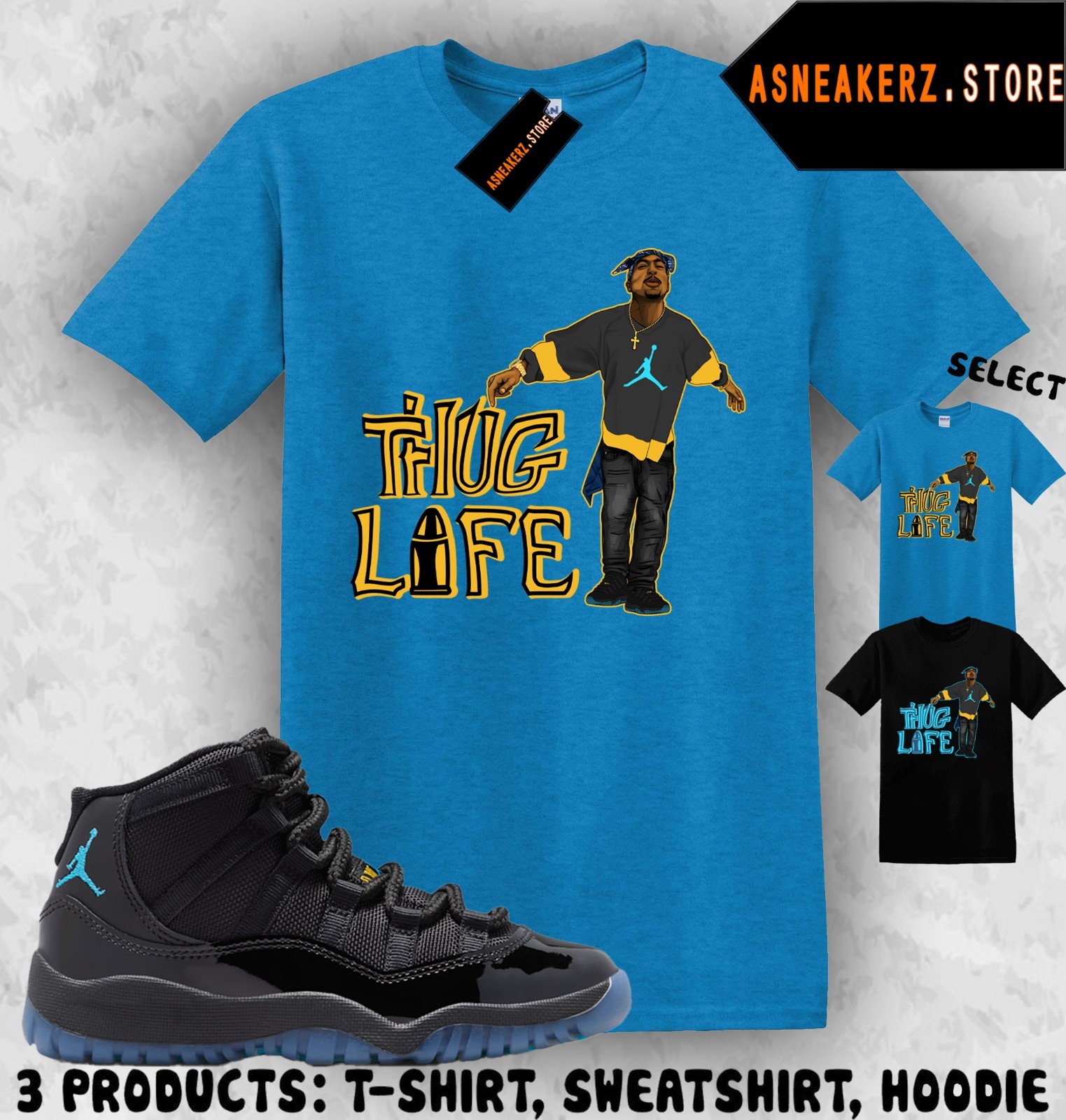 Tee Shirt Matching AJ 11 Gamma Blue 2025 Match Sneaker Sneakerhead Tupac T-Shirt gallery