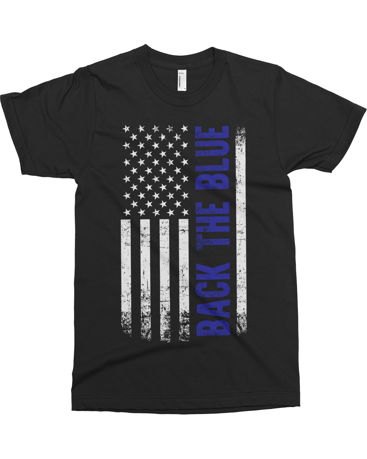 Back the Blue American Flag Men’s T-Shirt Blue Line Police