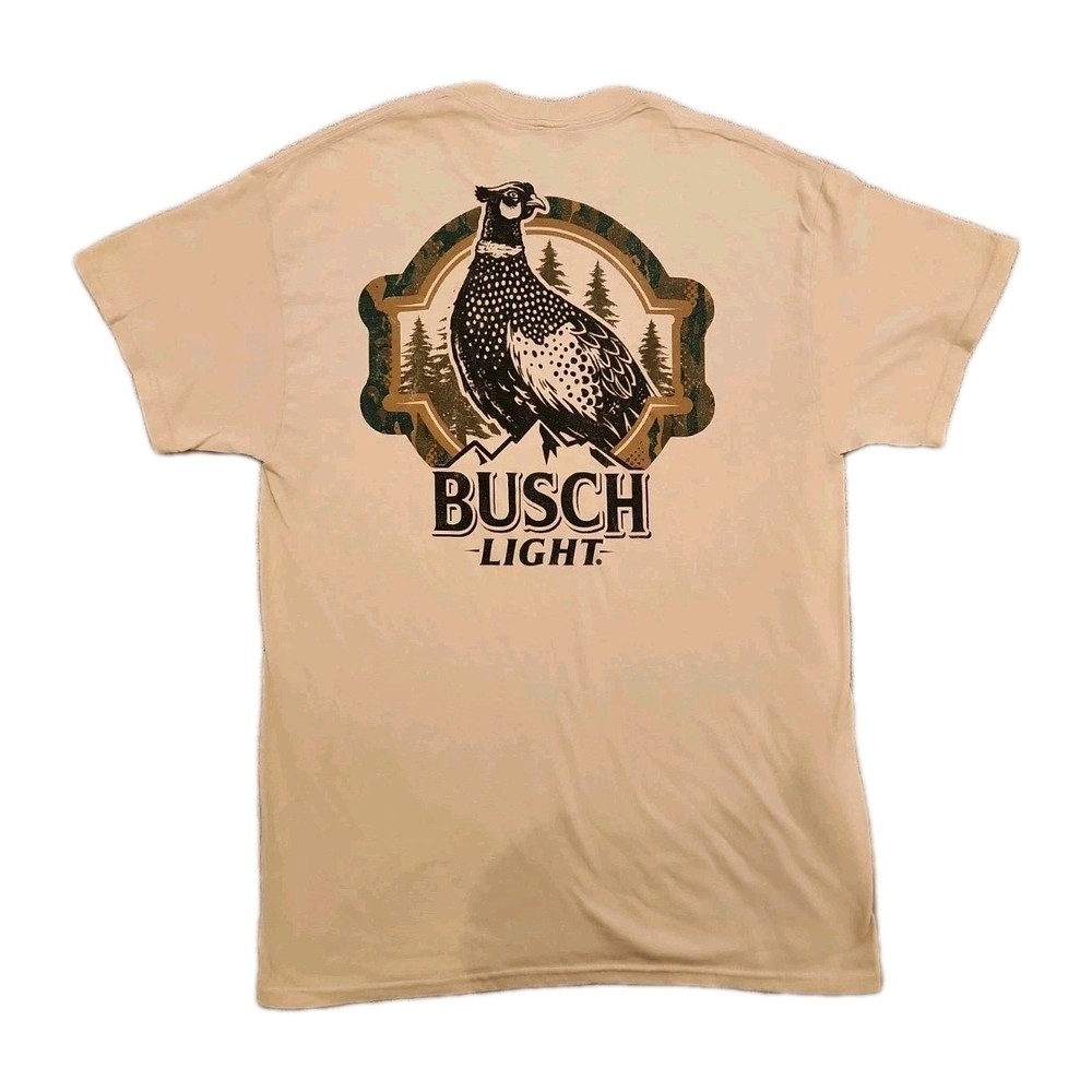 Busch Light Hunting Can Art Pheasant Overlook Front Back Print T-Shirt