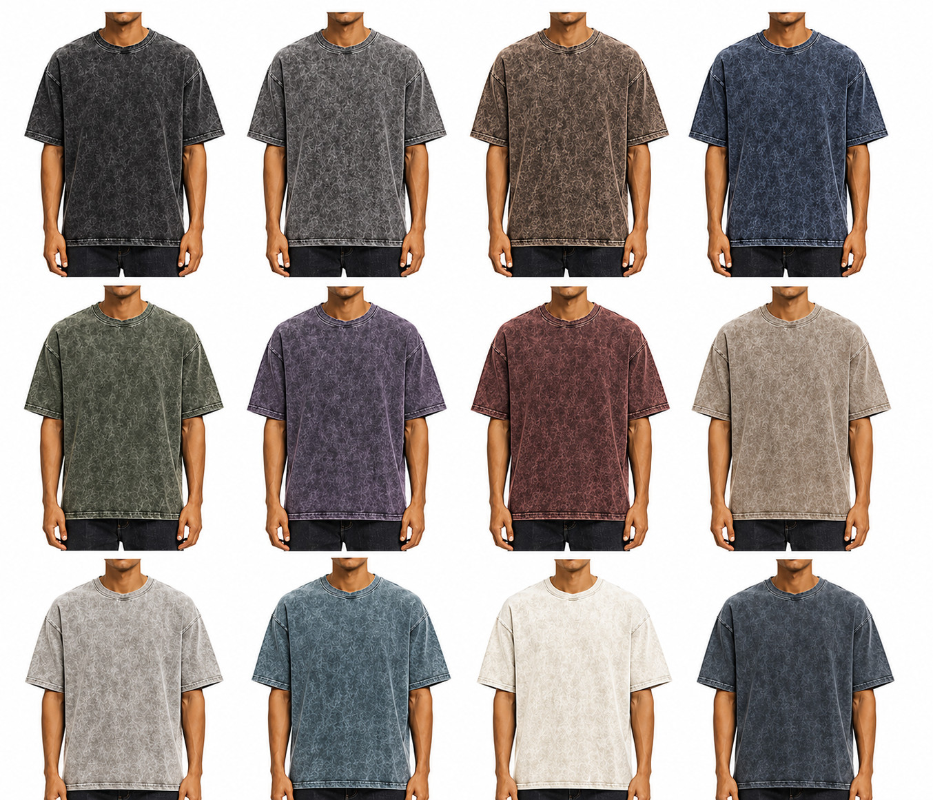 6 PK Unisex Men  Women Acid / stone Wash T-Shirts cotton multicolour ( M ) gallery