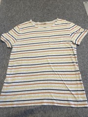 Oliver Spencer T Shirt Men’s Small Grey Multicoloured Stripes Pocket Tee