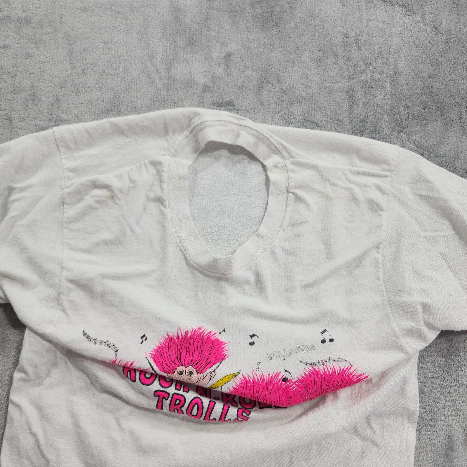 Vintage Rock-N-Roll Trolls Shirt Mens S White Pink Band Cartoon Graphic Tee 90s gallery