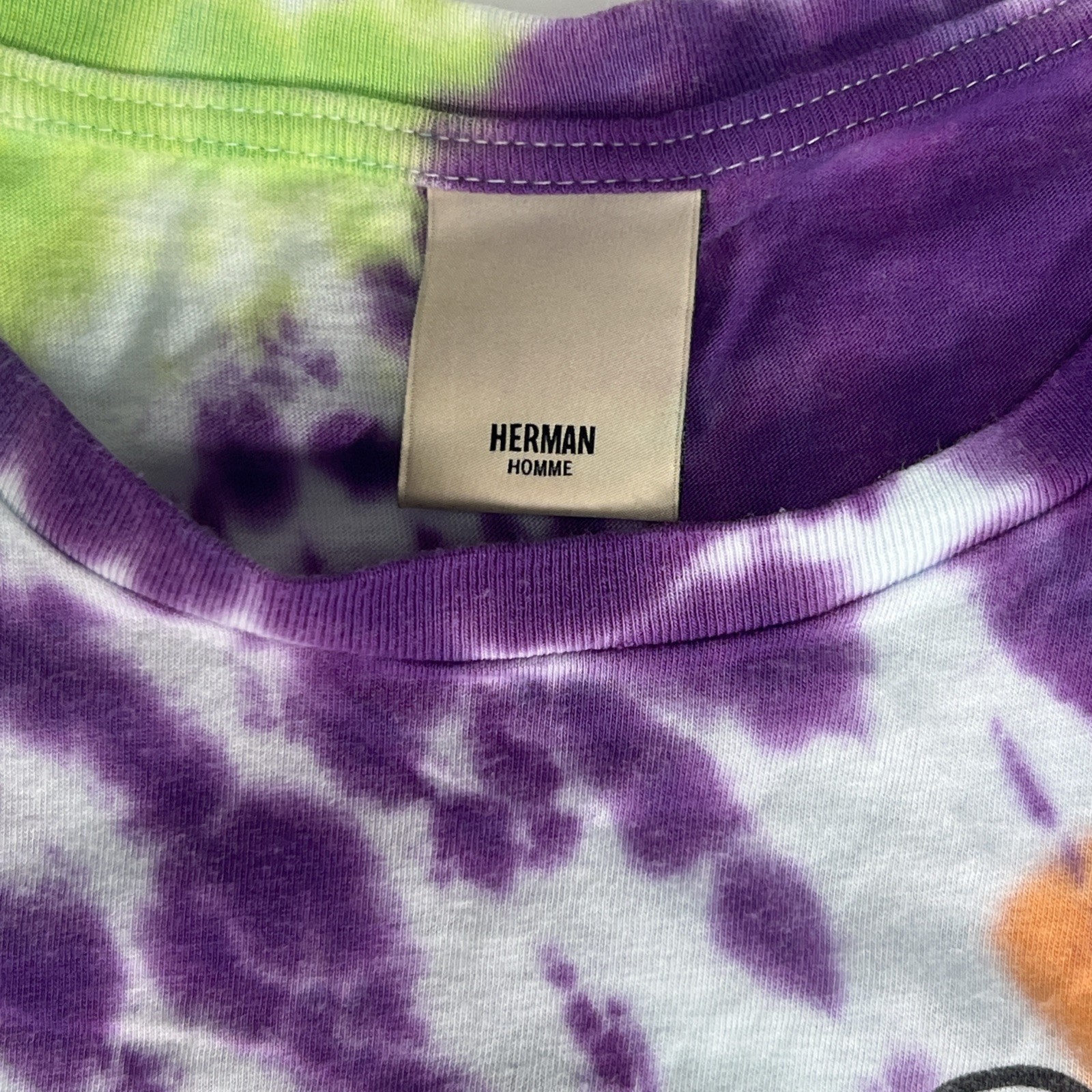 Herman Homme Pierced Lip Soft T-shirt Tie Dye XL Crew Neck Total Tiedye Pattern gallery