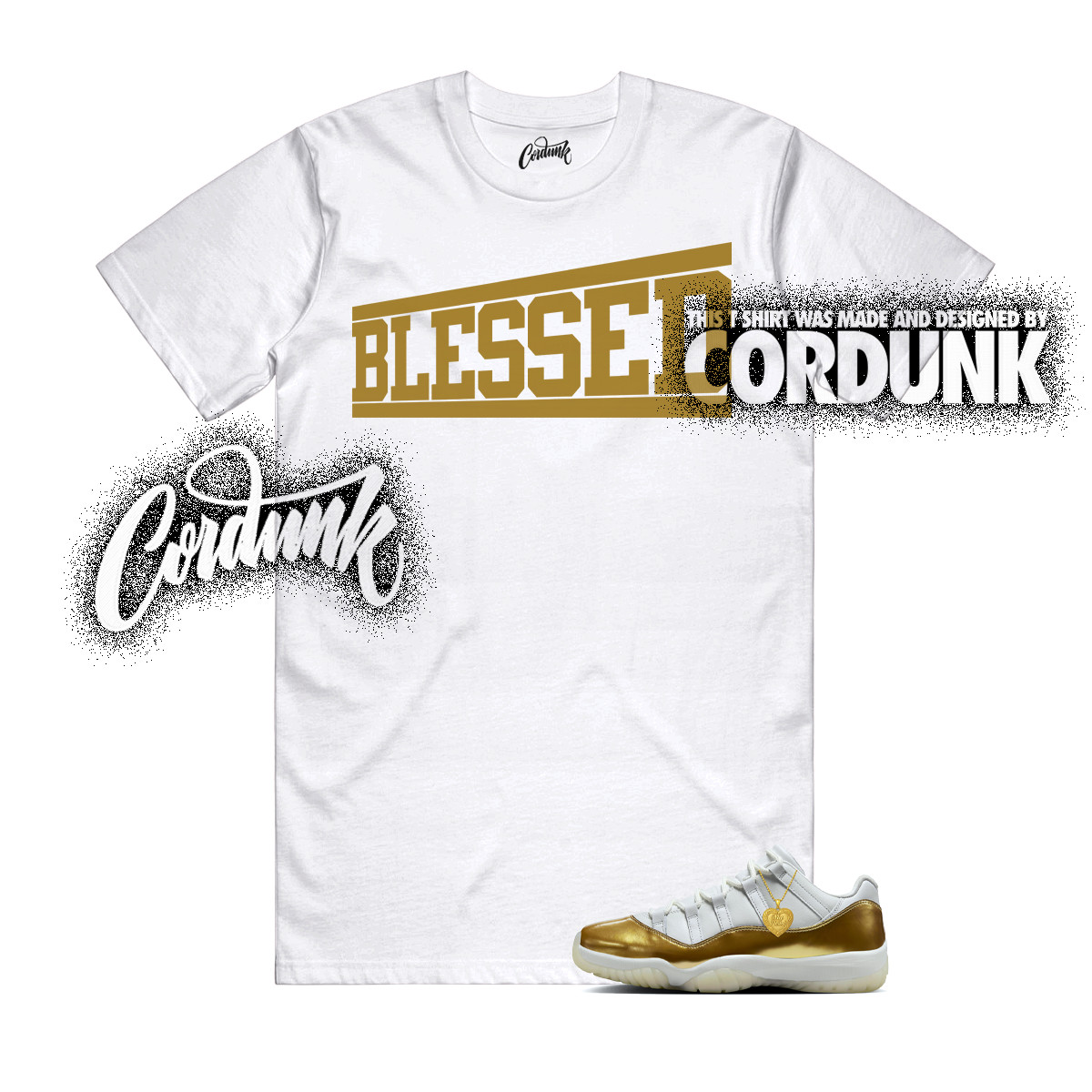 11 Metallic Gold Low White Team Dunk Vapormax Air Force T Shirt Match OG BLS
