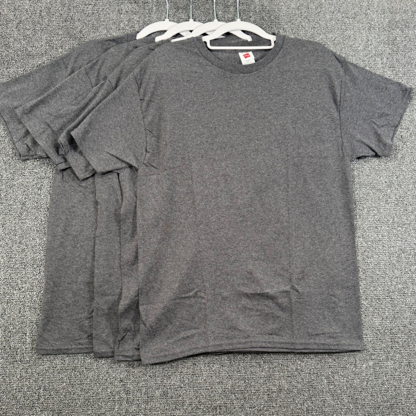 Hanes Mens M 4 Pack T-Shirt Charcoal Heather Grey Comfort Soft Basic Essential gallery