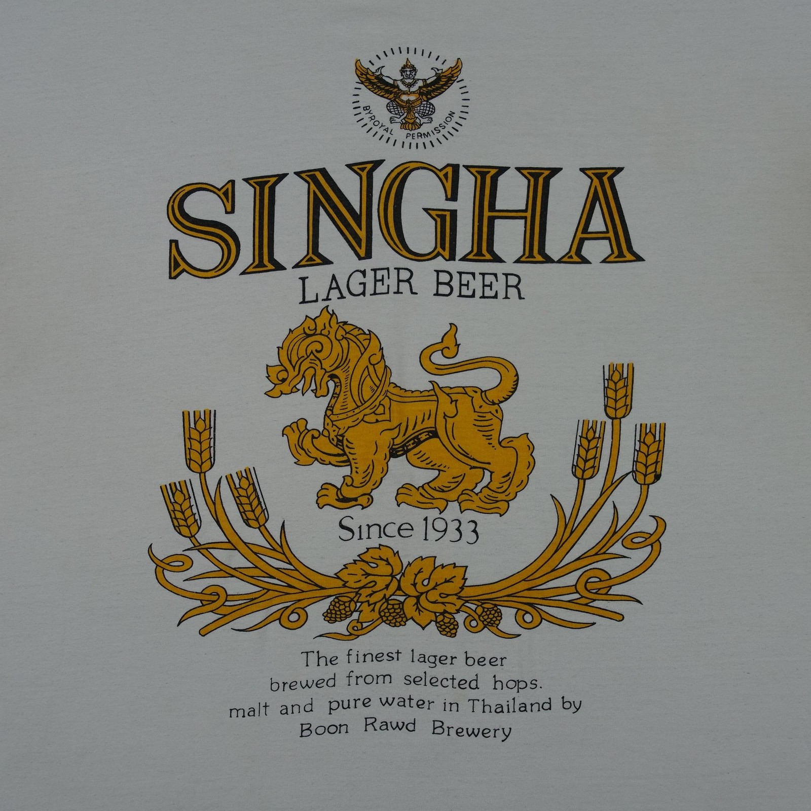 VINTAGE Singha Lager Beer Shirt Mens XL White Thailand Beer Brewery Graphic Tee gallery