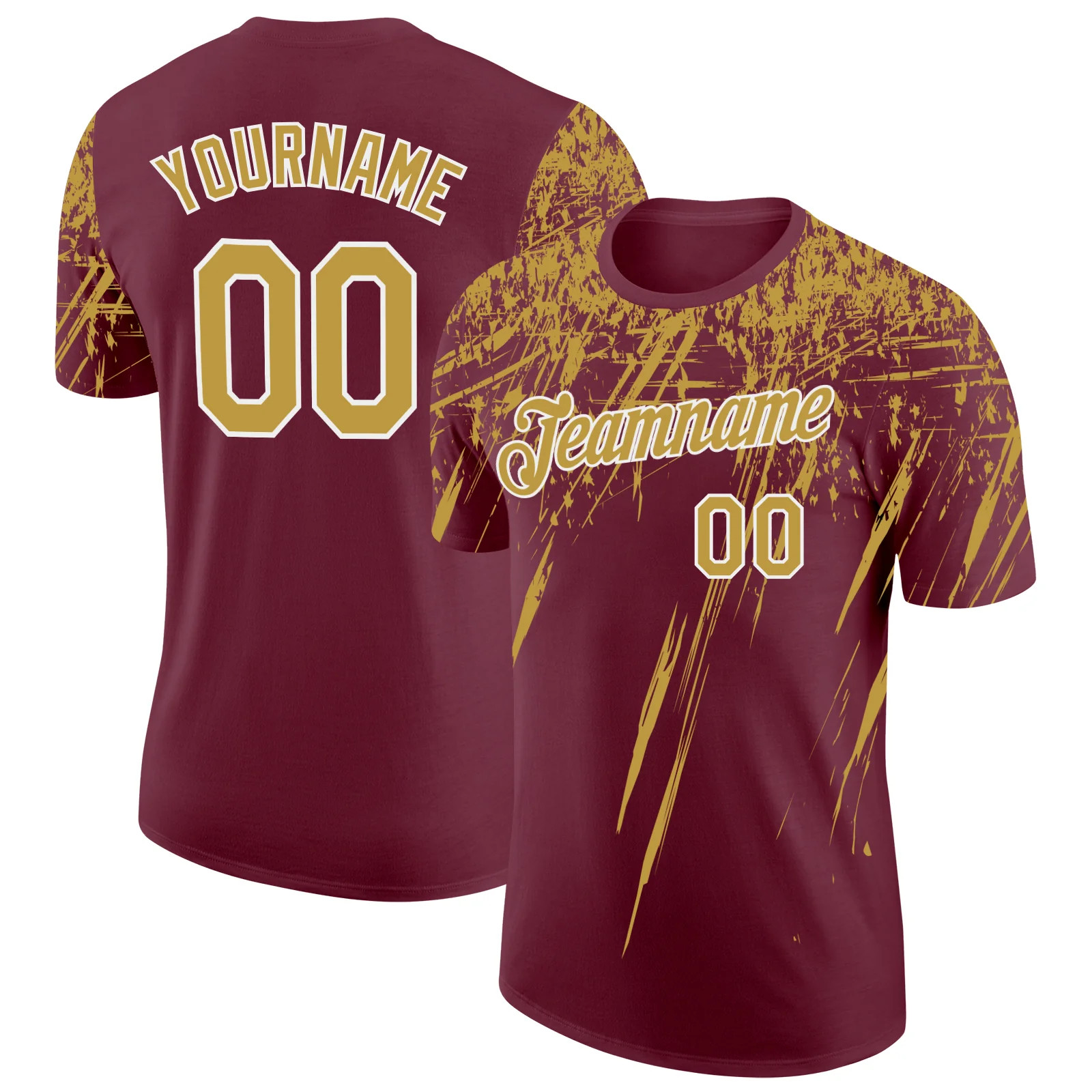 Custom Burgundy Gold Brush Stroke Shirt Abstract Art Lover Gift For Dad gallery