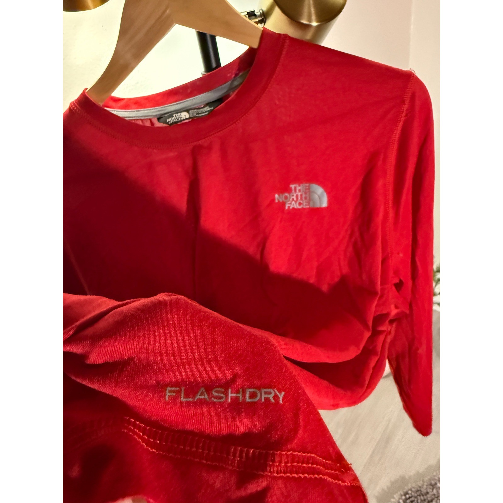 The North Face Mens FlashDry Long Sleeve Performance Shirt Red Medium NF0A3V6L gallery