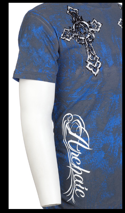 ARCHAIC by AFFLICTION Blue Grey STONE RANGER Short Sleeve Slim Fit T-shirt NWT gallery