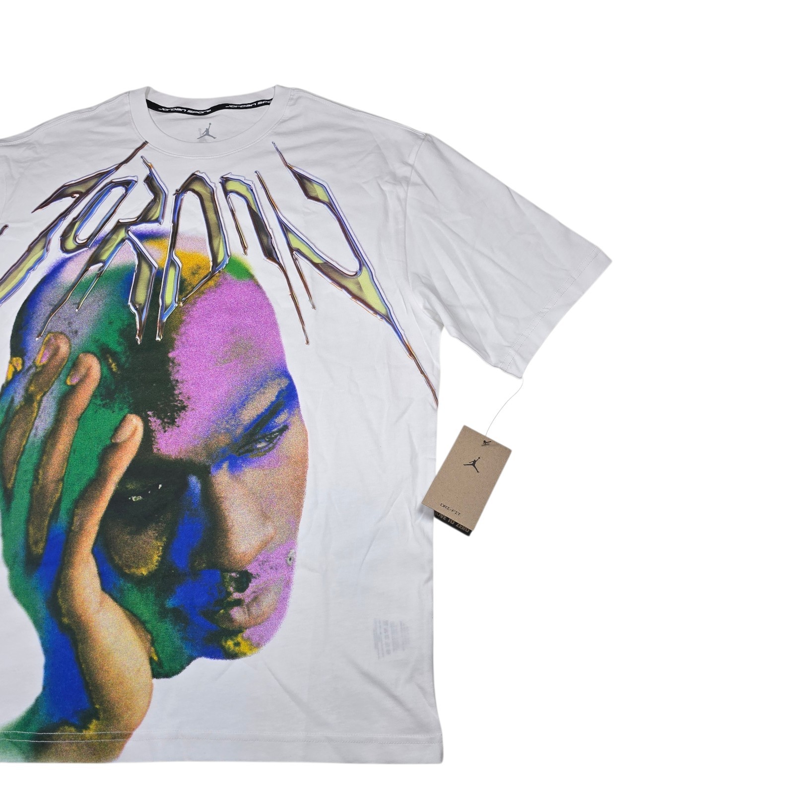 NWT Nike Air Jordan Sport Dri-Fit White Jordan Graphic T-Shirt, Men's Size Large gallery
