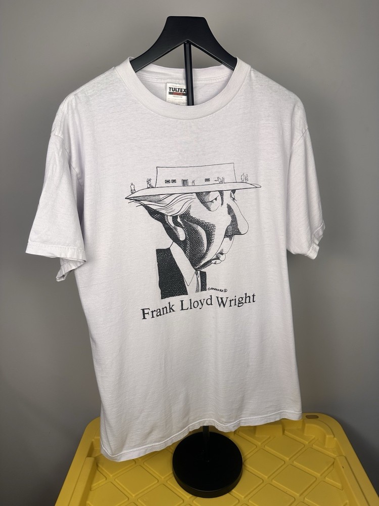 Vintage Frank Lloyd Wright Caricature Steven Cragg 1992 T-Shirt Sz XL 90s TULTEX
