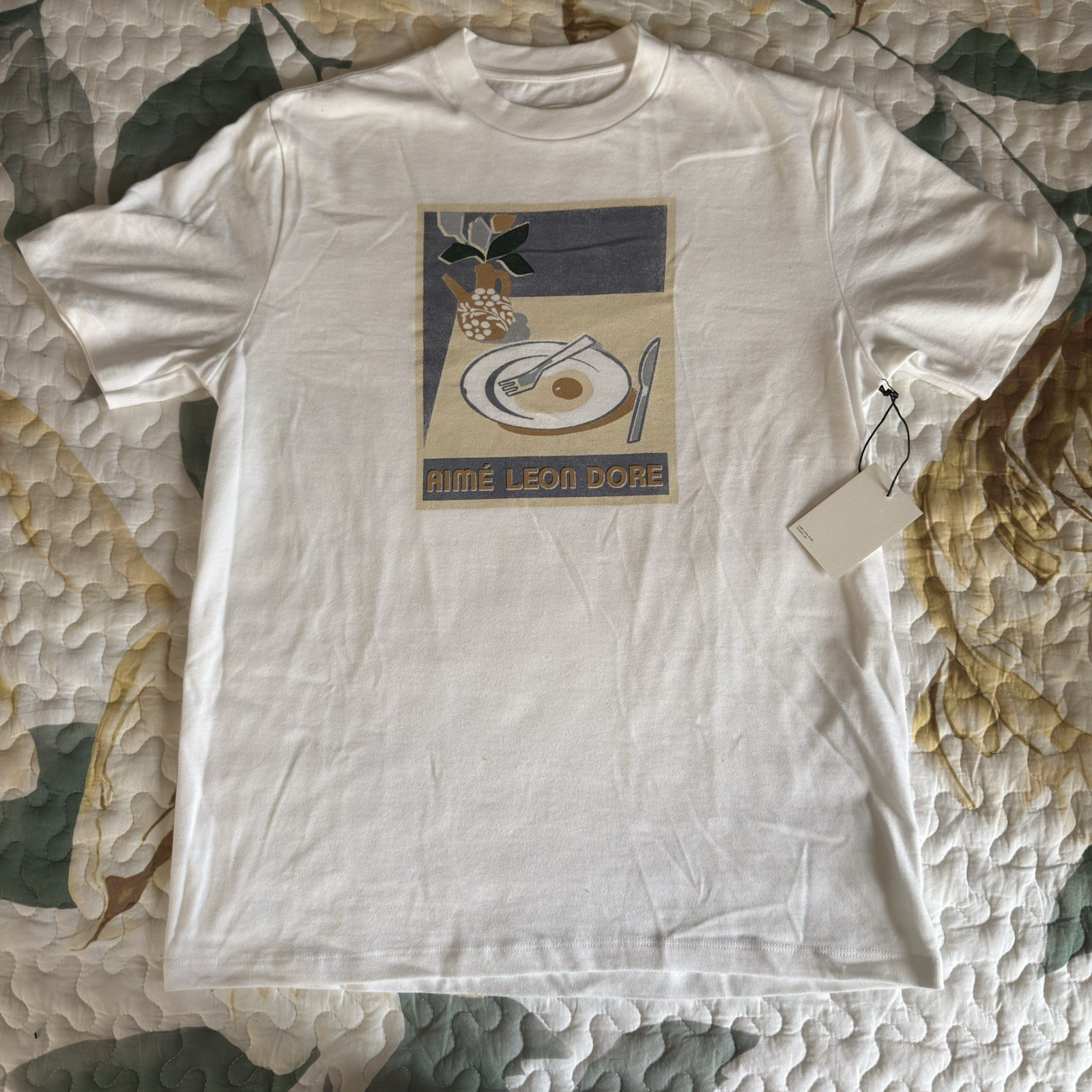 AIME LEON DORE ALD WHITE MOLINA BREAKFAST TEE FW21 SIZE SMALL SHIRT SHORTSLEEVE