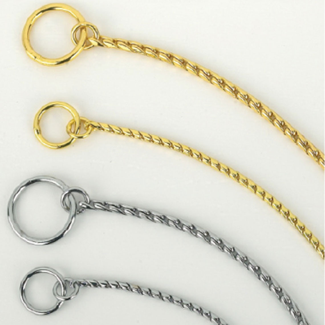 Guardian Gear Show Dog Snake Chain Collar Chrome & Gold: 4 & 5mm 12″-30″ lengths