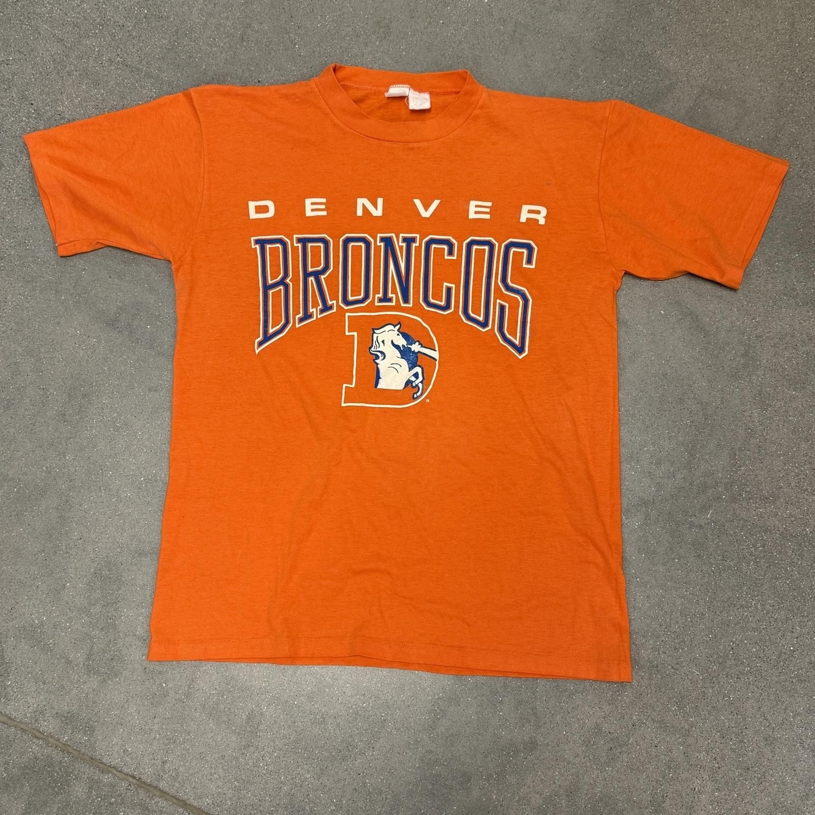 Vintage Denver Broncos Single Stitch Orange Logo T Shirt Mens L Made In USA