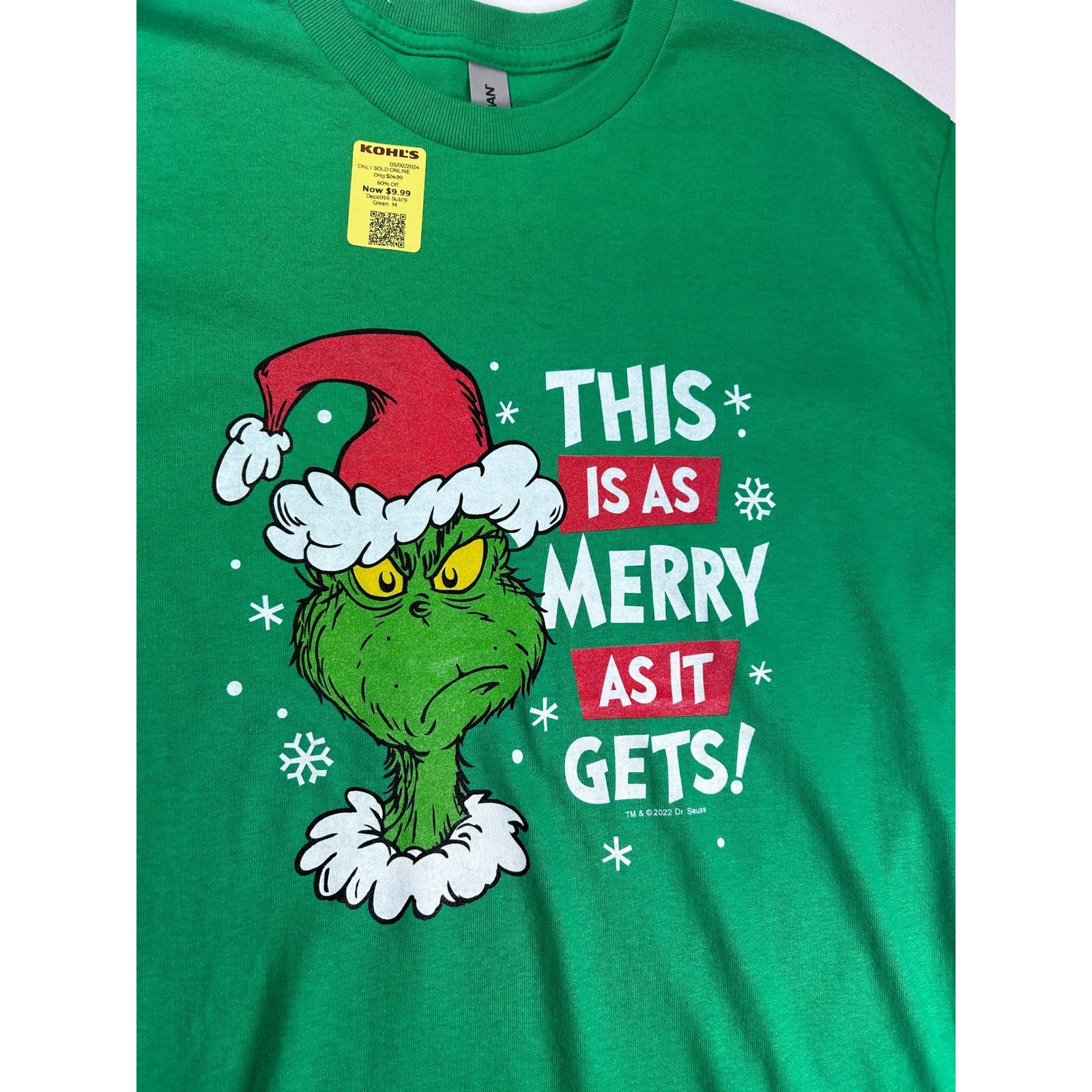 The Grinch This is As Merry As It Gets Christmas T Shirt Green Gildan Sz Medium gallery
