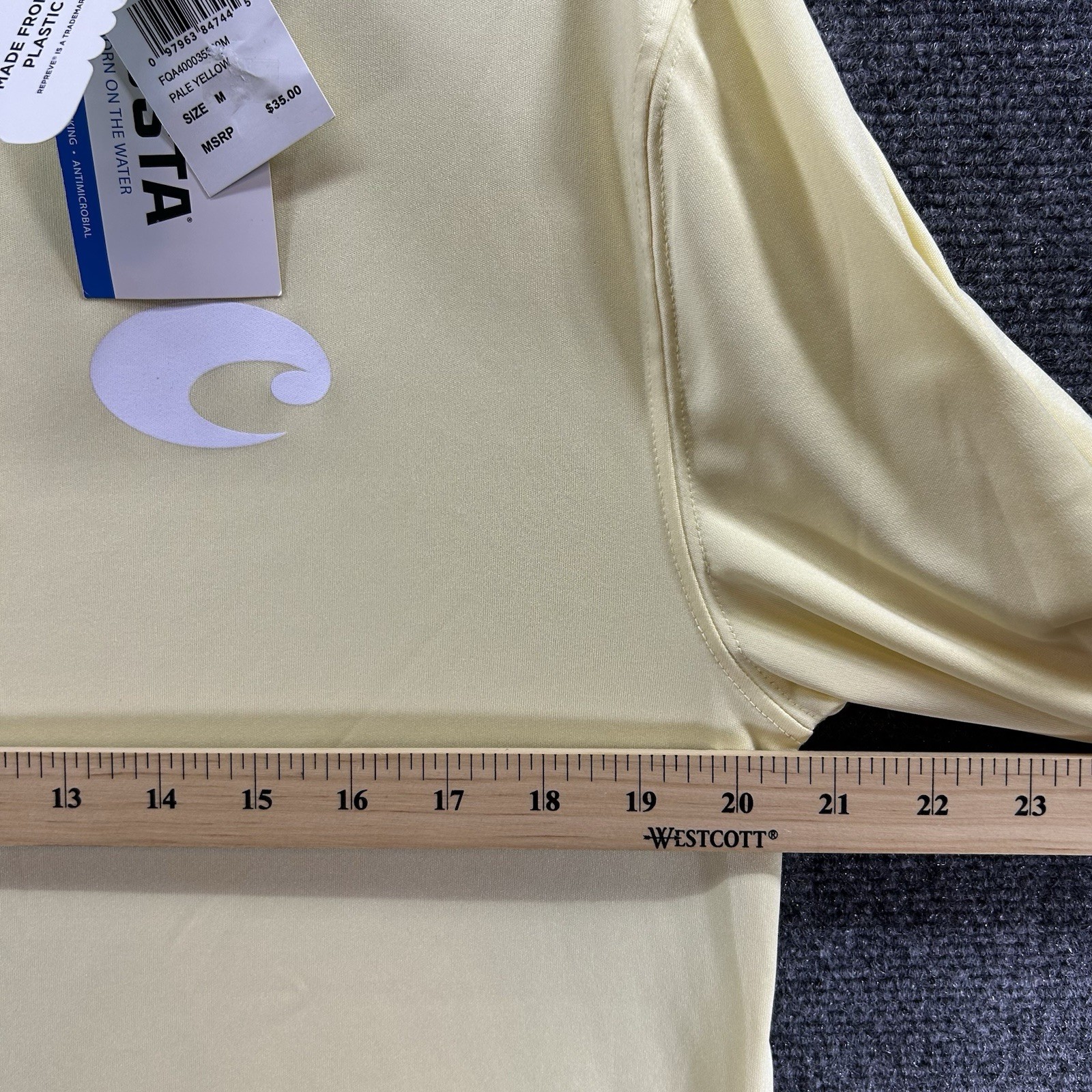 NWT Costa Technical Crew Pale Yellow Long Sleeve Shirt TECHCREW Medium Outdoor gallery